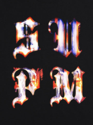 Cotton Logo Letter Design Short-Sleeve T-Shirt - Features Retro Digital Glitch Letter Print, Unisex 