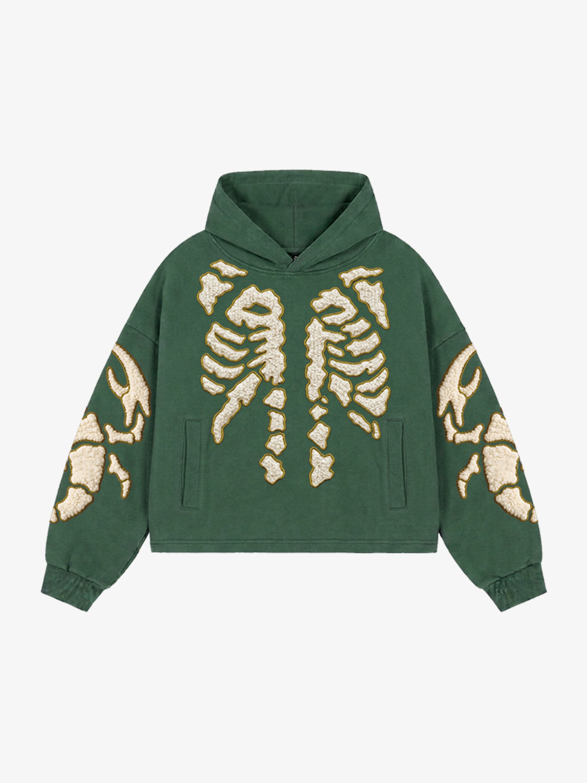 Skeleton Terry Embroidered Pullover Hoodie