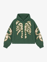 Skeleton Terry Embroidered Pullover Hoodie