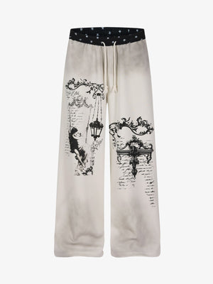 Ornate Graphic Wide-Leg Sweatpants