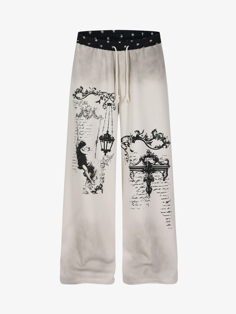 Ornate Graphic Wide-Leg Sweatpants