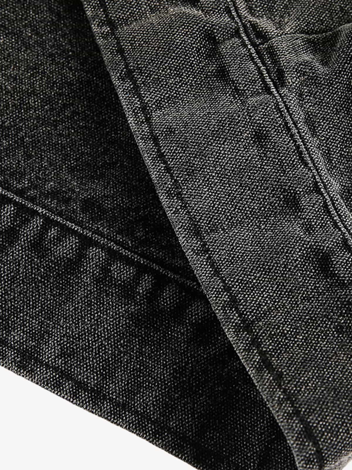 Washed And Distressed Dark Graffiti Patchwork Jacket 