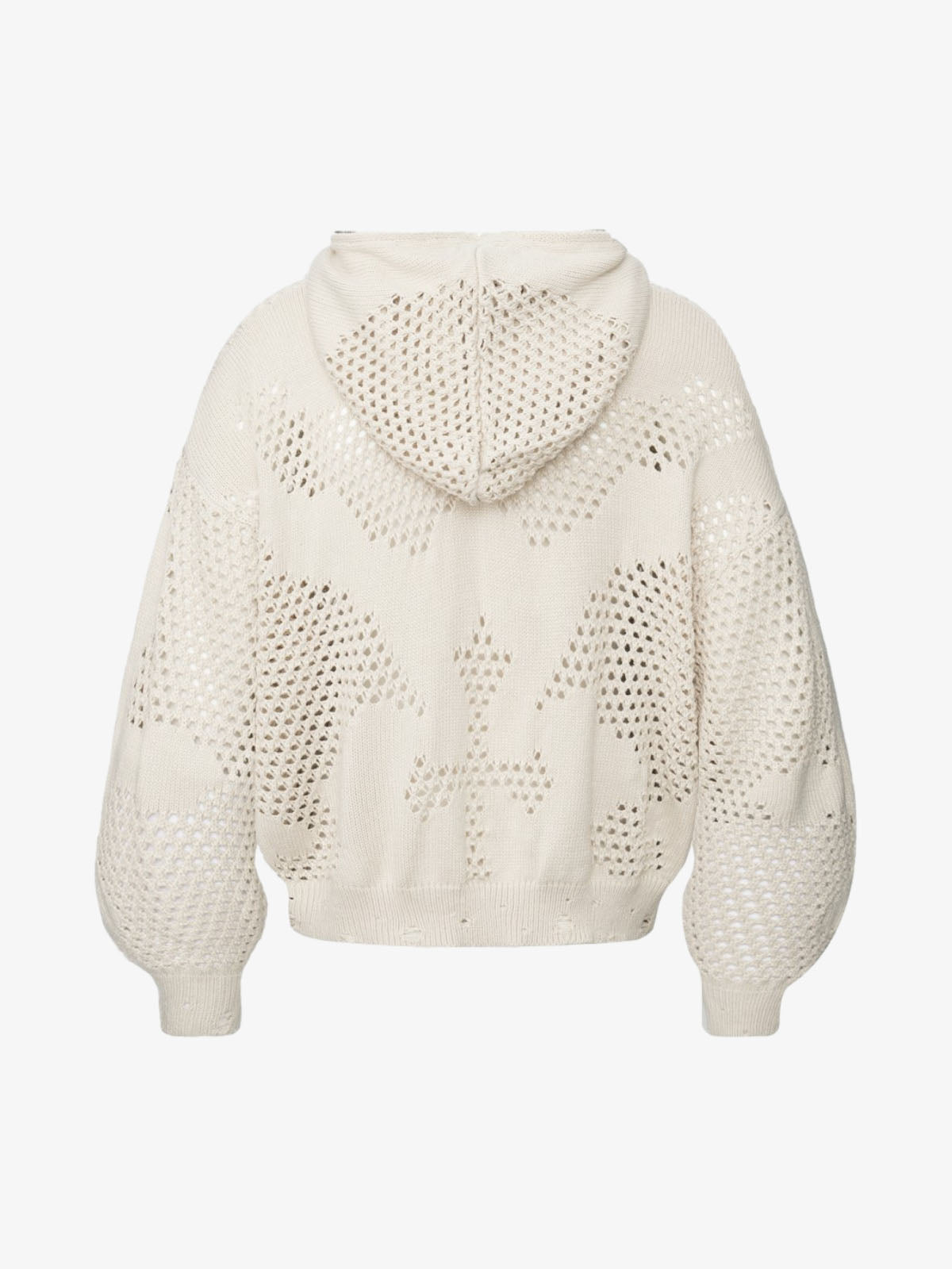 Knit Mesh Studded Boxy Zip-Up Hoodie