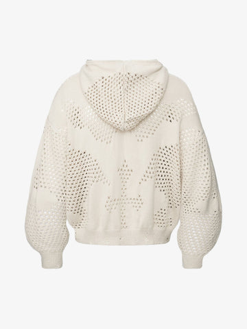 Knit Mesh Studded Boxy Zip-Up Hoodie