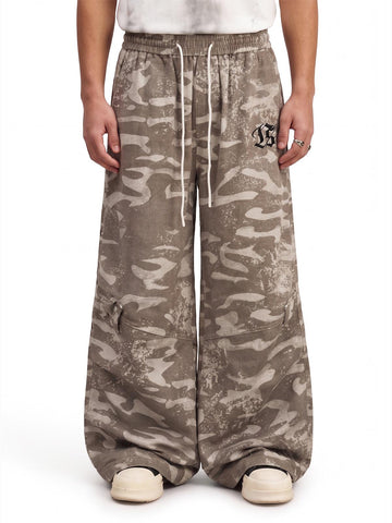 Vintage Camo Print Baggy Pants