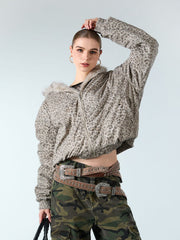 Cotton Cheetah Print Mink Fur Hooded Jacket - 2270 