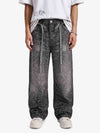Denim Distressed Belt Diamond Decorated Jeans