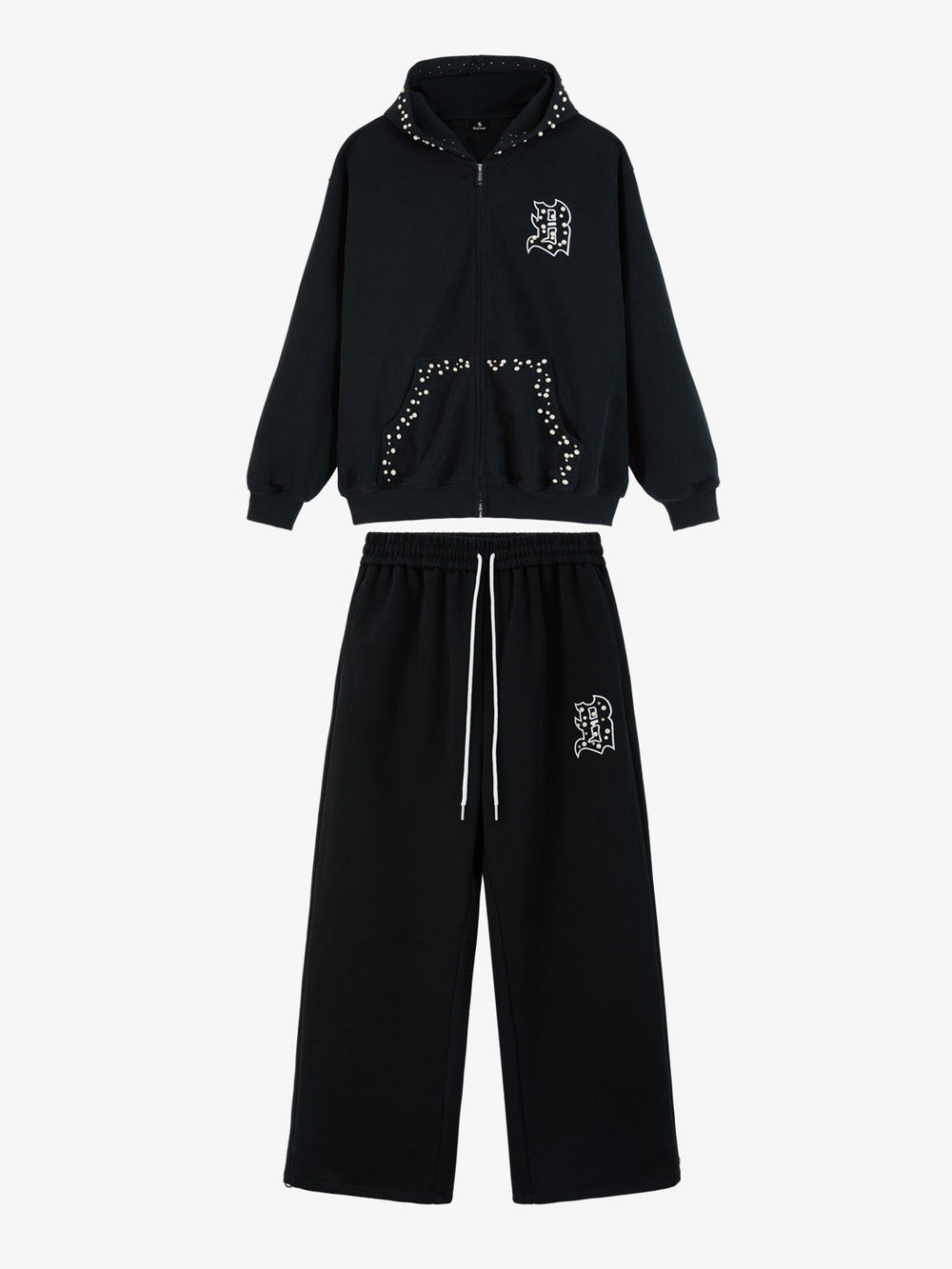 Supermade Pearl Embellished Zip Up Set - 2596 