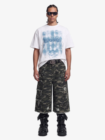 Distressed Camo Multi-Pocket Straight-Leg Jorts - 2611 