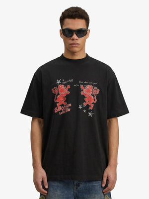 Heraldic Lion Acid-Wash Jersey T-Shirt 