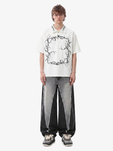 Thorn-Wreath Graphic Polo Shirt 