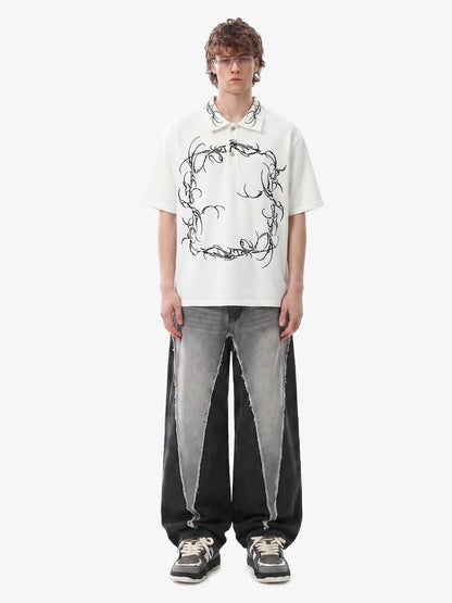 Thorn-Wreath Graphic Polo Shirt 