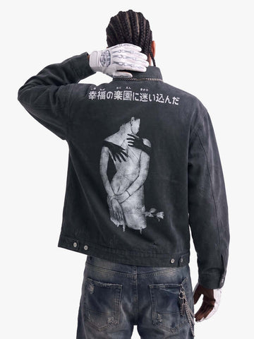 Vintage Washed Character Graphic Jacket 