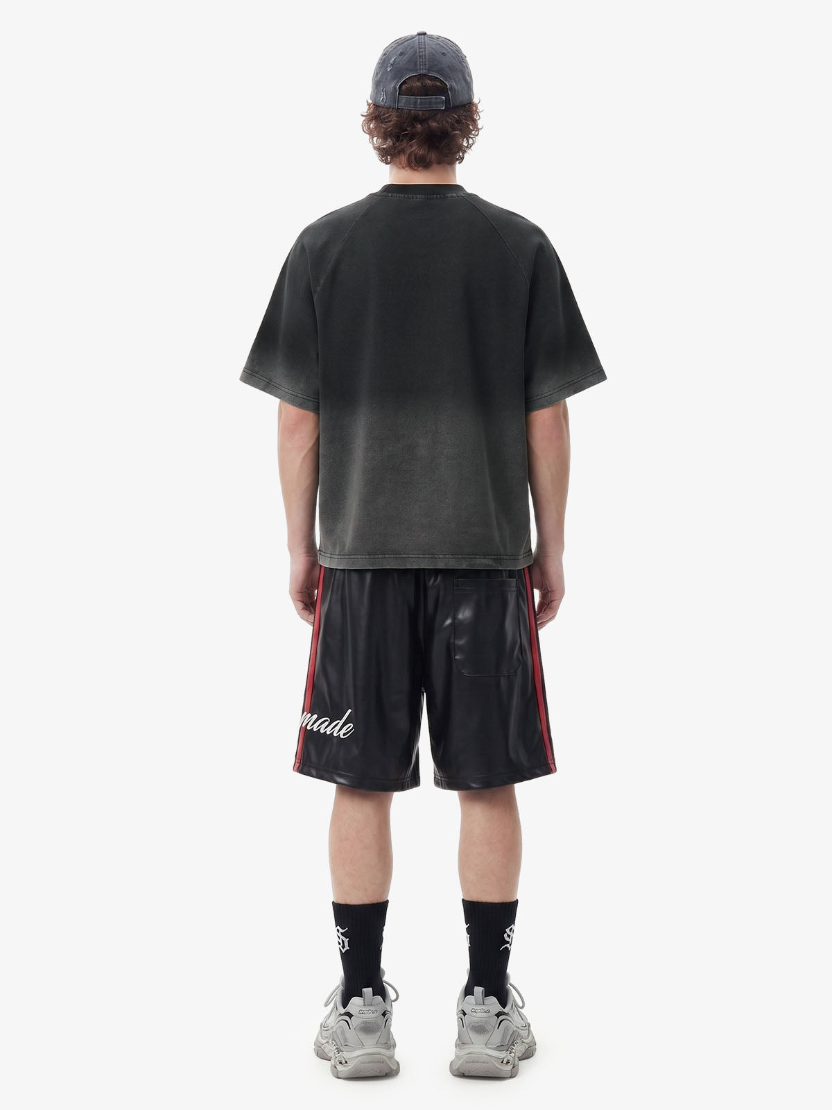 Striped Racing Faux-Leather Shorts 