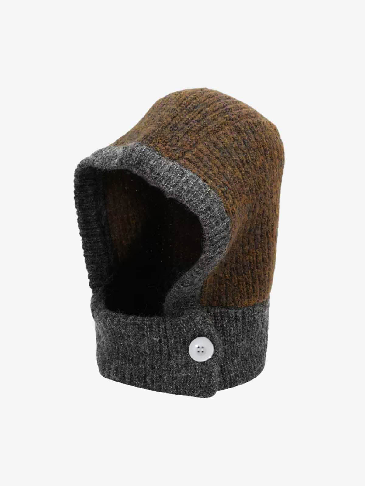 Retro Color-Block Chunky Knit Balaclava Hats 