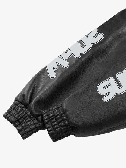 Faux Leather Vintage Street Black Air Jacket - 1821 