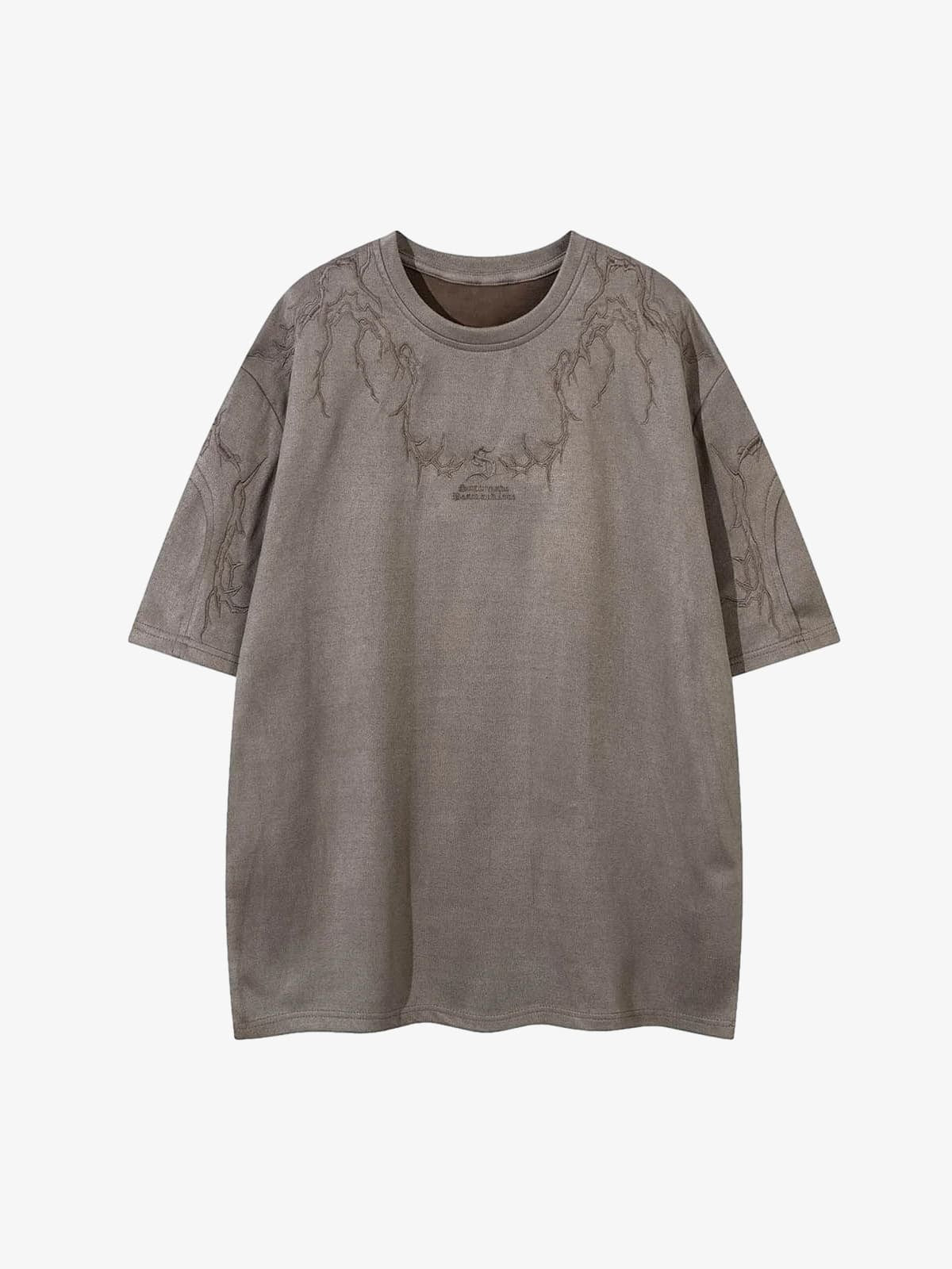 Thorn Embroidery Suede T-Shirt 