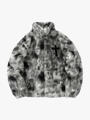 Heavy-Duty Faux Lambswool Tie-Dye Urban Jacket - 1558 