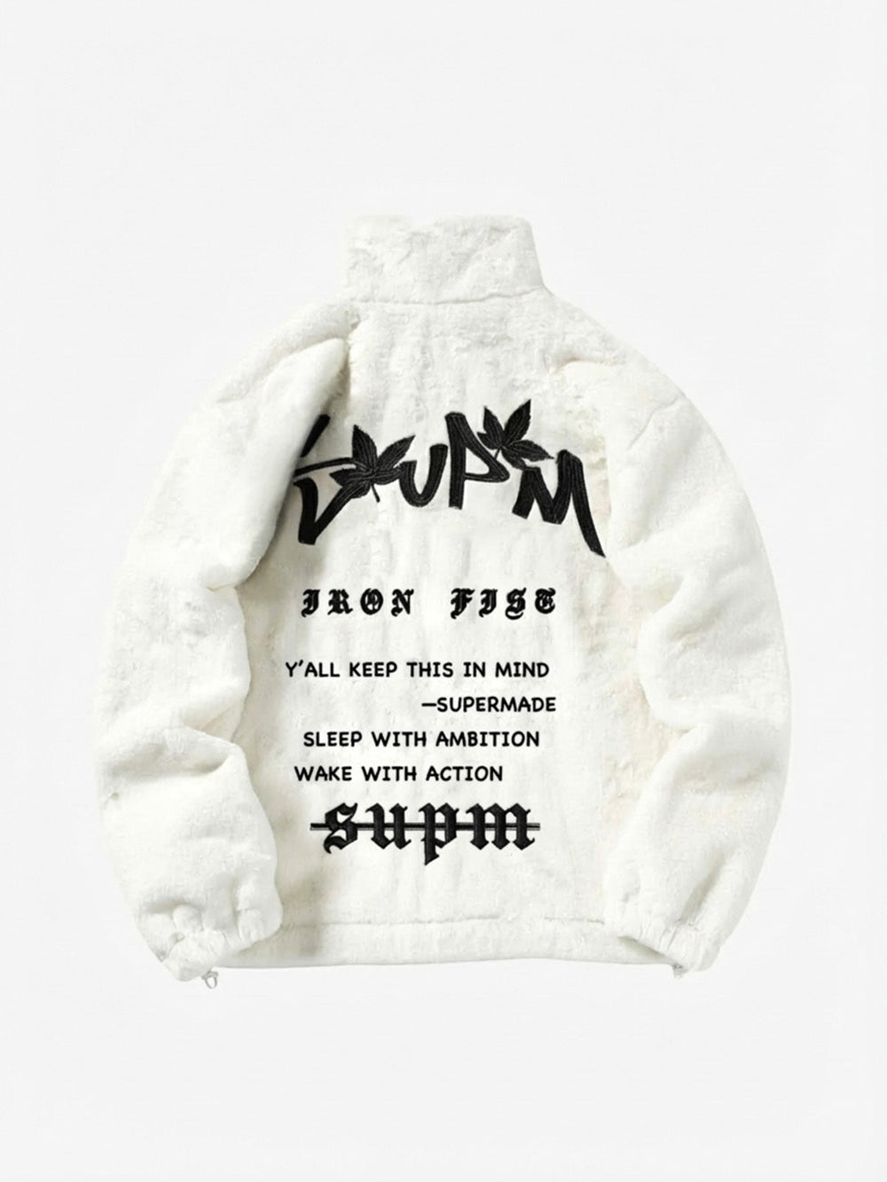 Thesupermade Hip-hop Letter Stand Collar Fur Jacket - 1908 