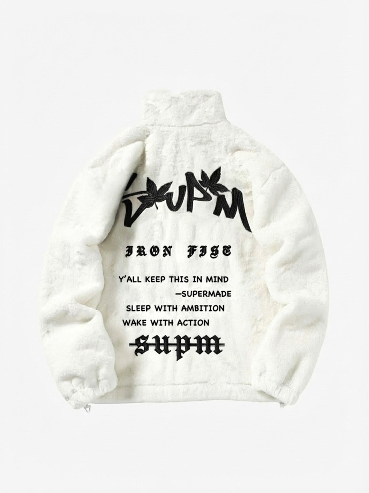 Thesupermade Hip-hop Letter Stand Collar Fur Jacket - 1908 