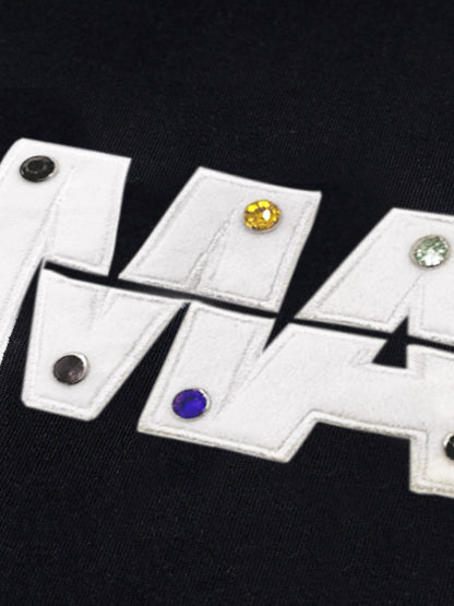 Street Retro MOOD Patch Embroidered Rivet T-shirt - 2440 