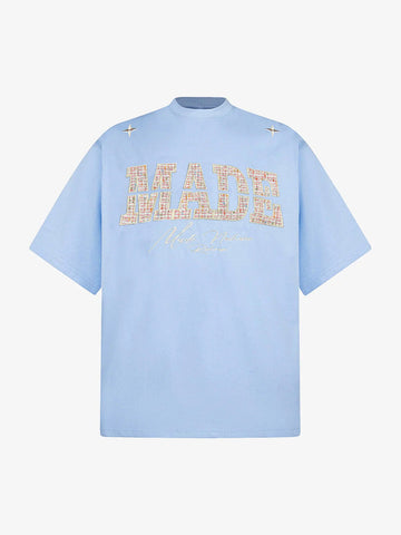 Vintage Patchwork Embroidered Letter T-Shirt 