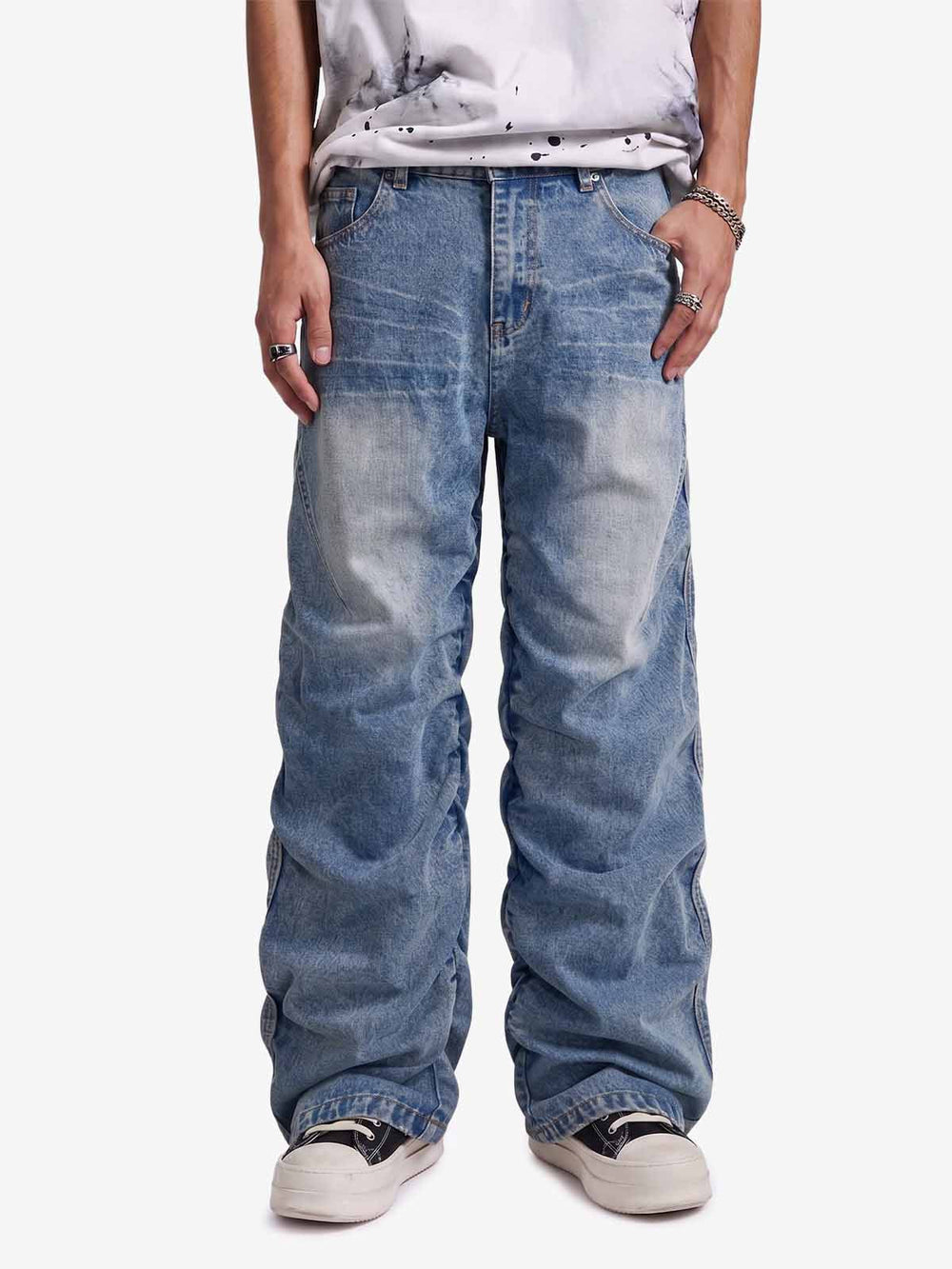 Y2K Faded Stacked Denim Jeans 