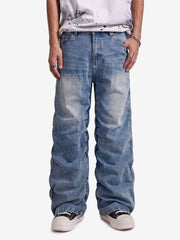 Y2K Faded Stacked Denim Jeans 