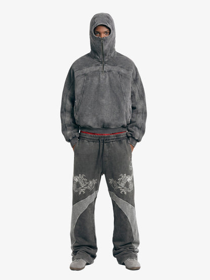 Fleece Retro Zipper Eye-Hood Design Hooded Jacket - 2489 