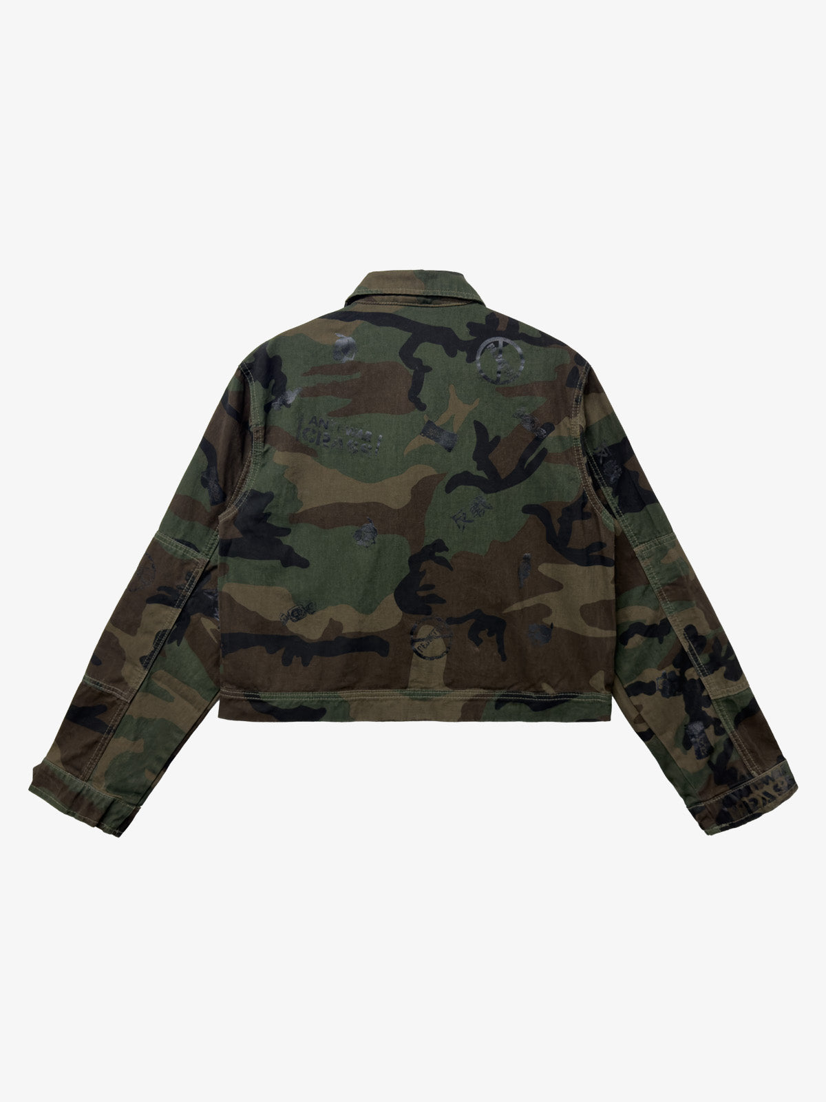 Anti-War Graphic Camo Jacket; Army Green Camouflage / S, Army Green Camouflage / M, Army Green Camouflage / L, Army Green Camouflage / XL, Army Green Camouflage / 2XL
