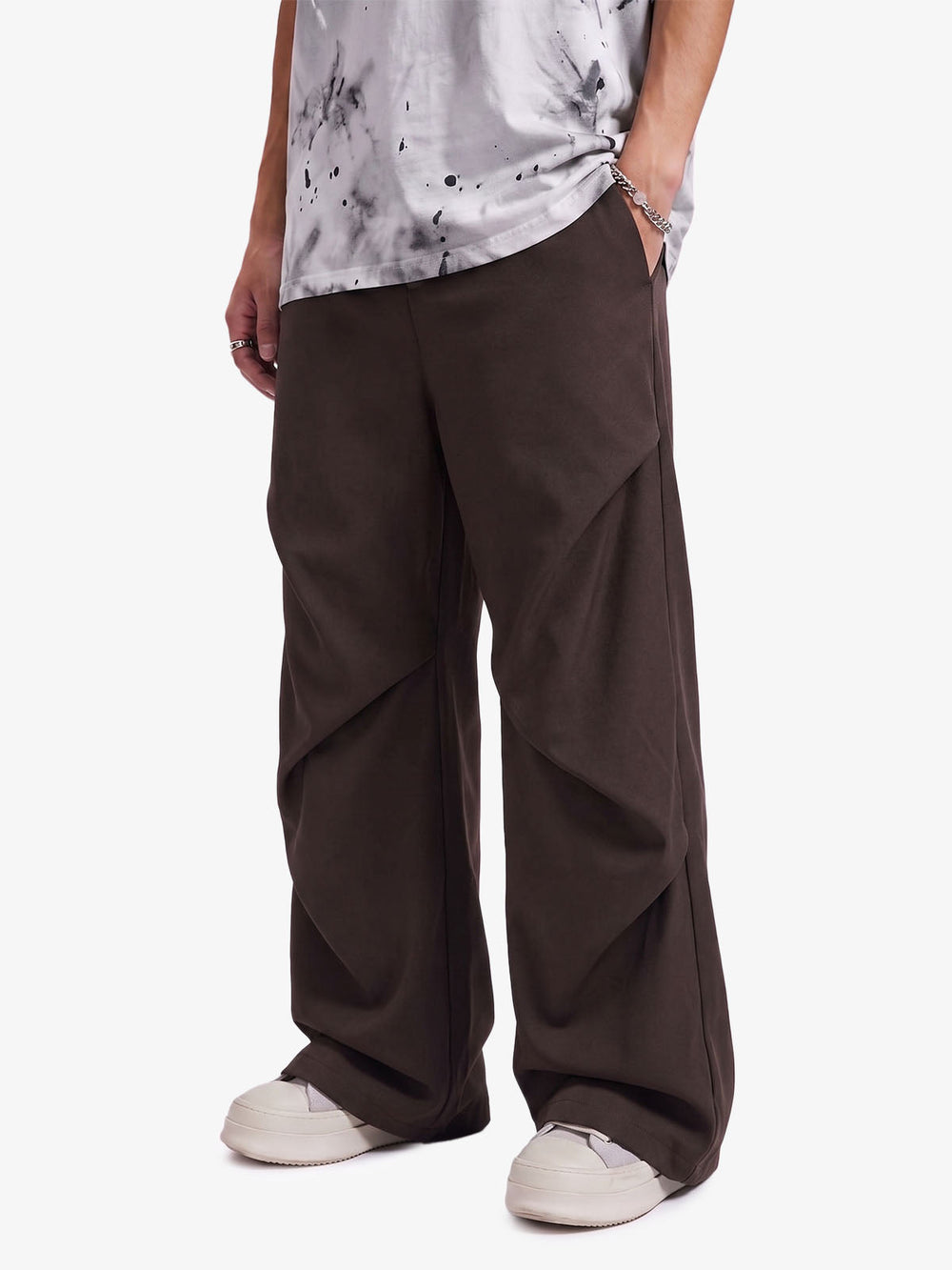 Woven Retro Cleanfit Pleated Drape Pants 