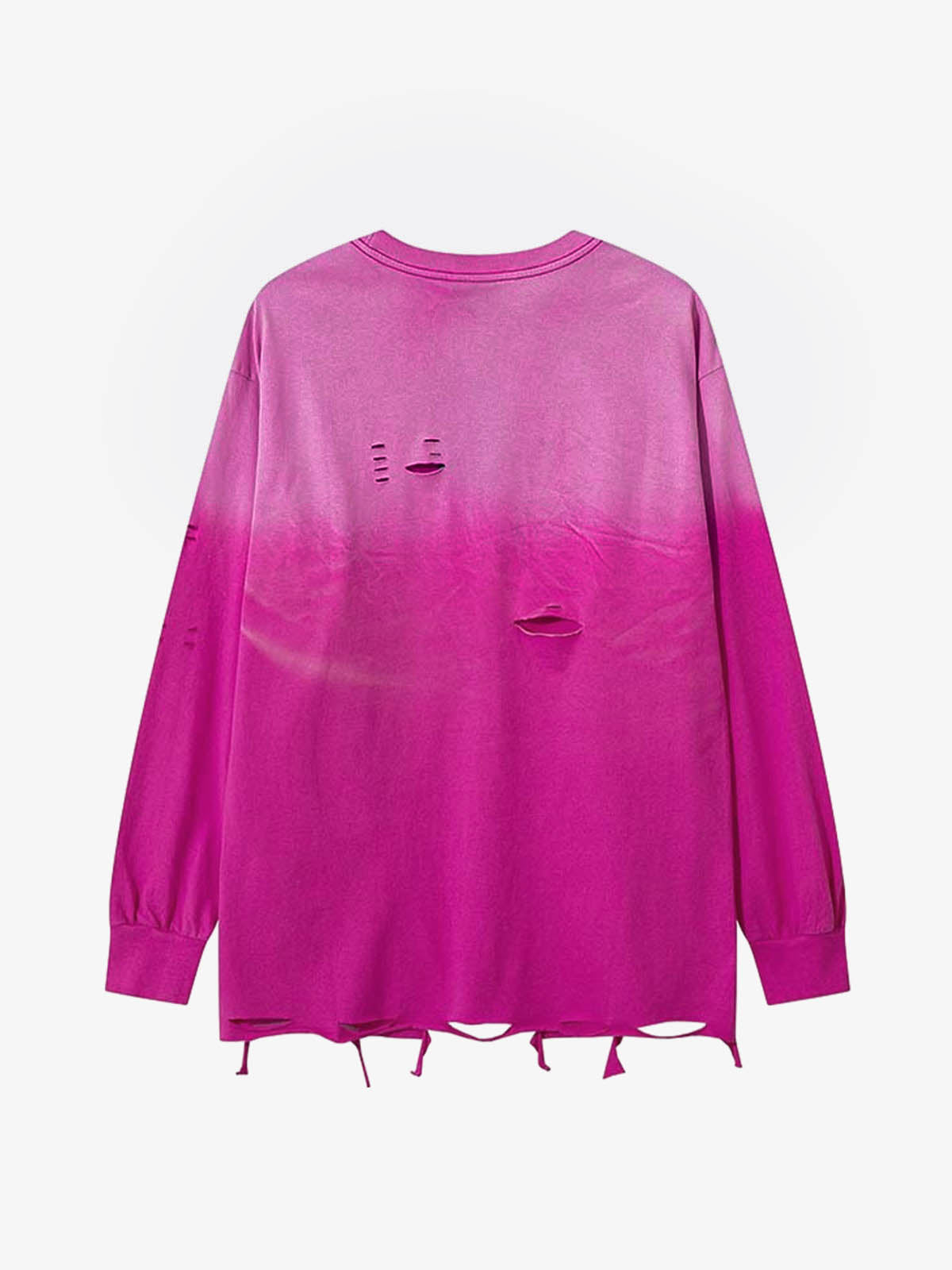 Gradient Hole Contrast Color Long Sleeve T-Shirt 