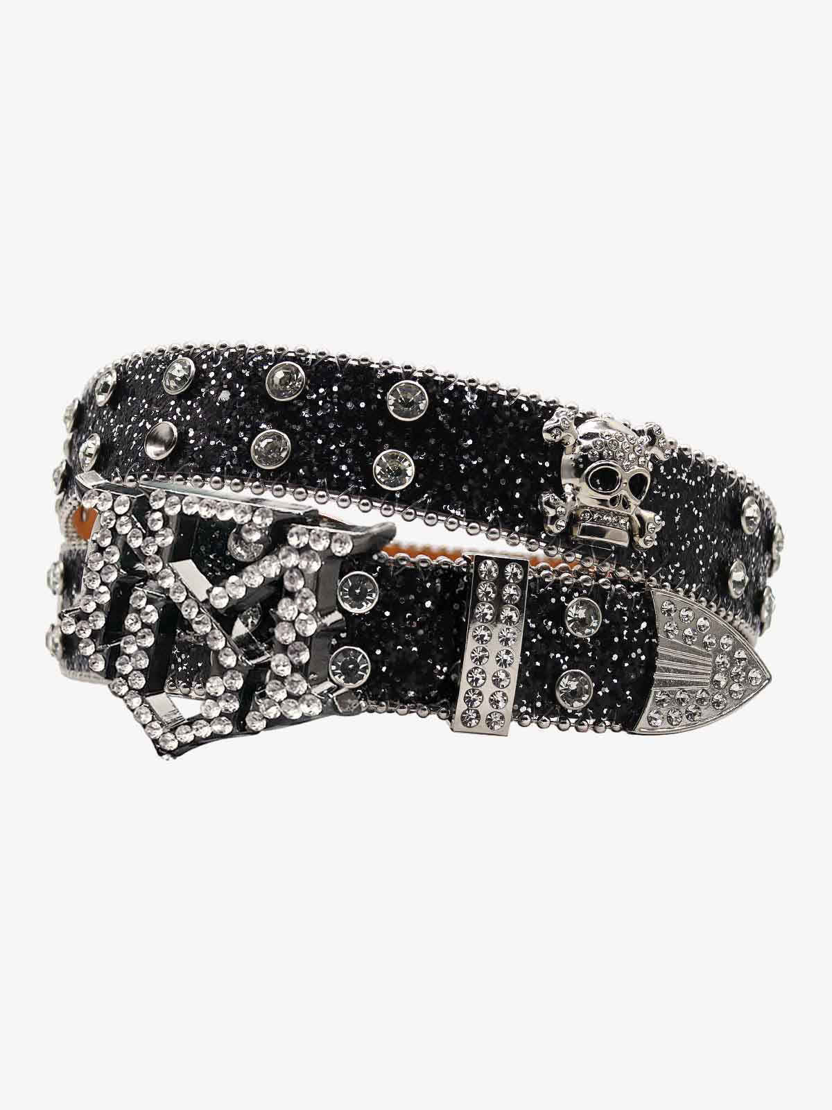 Thesupermade Rhinestone Skull Belt - 1668 