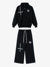 Gothic Letter Cross Embroidery Zip Up Hoodie and Sweatpants Set 