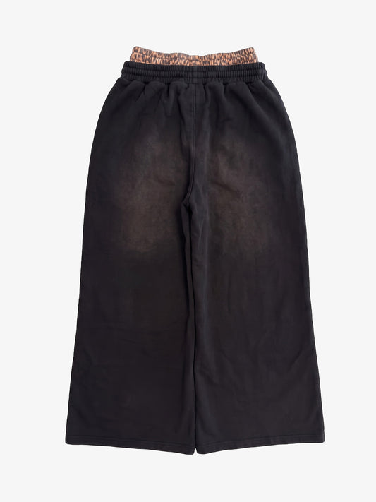 Leopard Print Double Waist Baggy Sweatpants