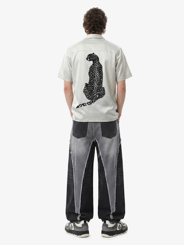 Double Cheetah Graphic Satin Cuban Shirt 