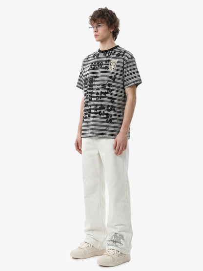 Grunge Striped Distressed Graphic T-Shirt 