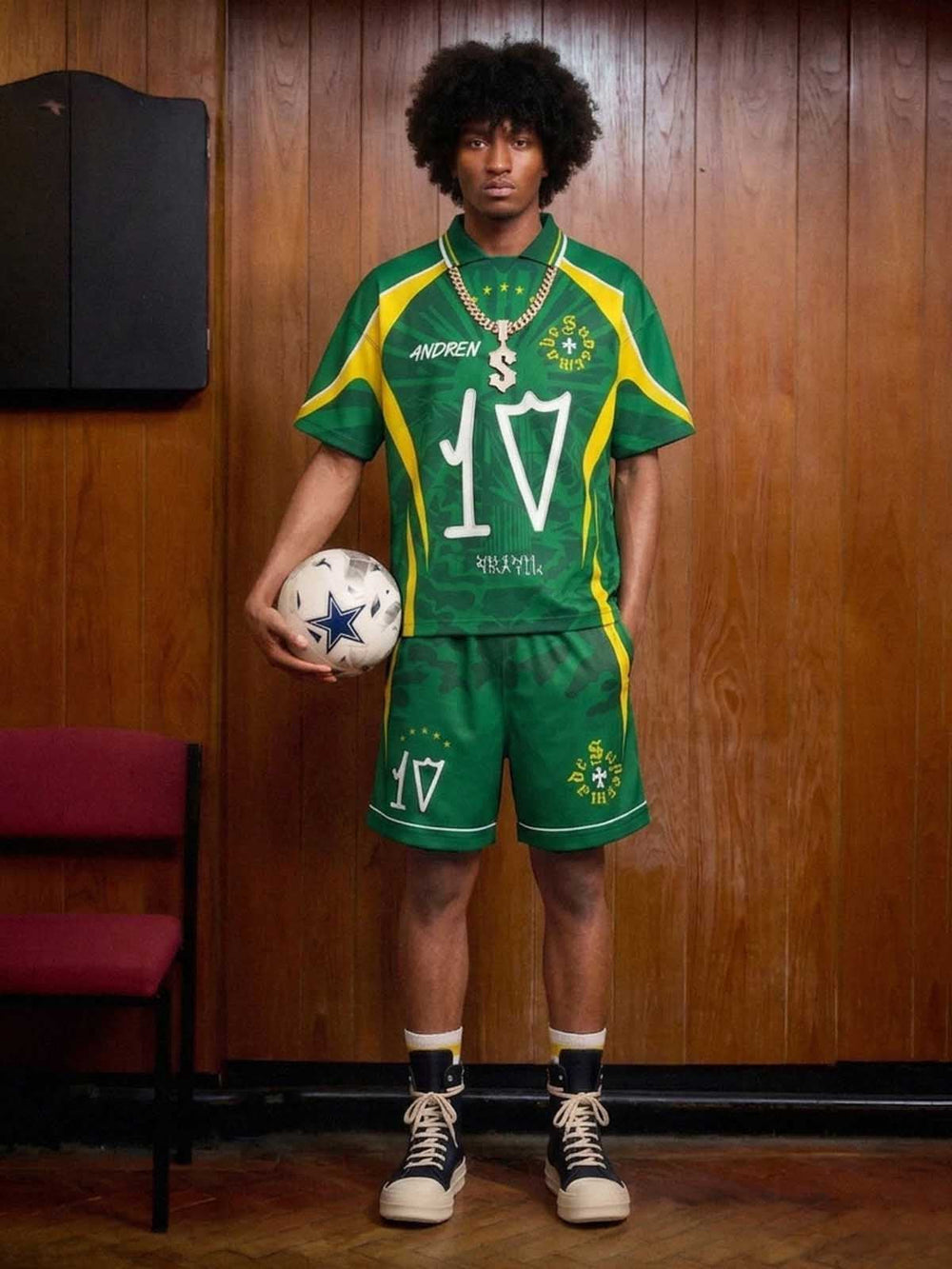 Classic Brazil "Savior" Color-Block Custom Jersey Set - 2622 