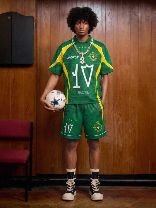 Classic Brazil "Savior" Color-Block Custom Jersey Set - 2622