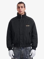 Retro Layered Look Plaid Collar Padded Jacket - 2579 