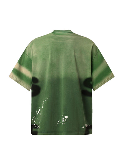 Ink Splash Letter Print T-Shirt - 2414 