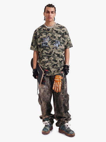 Camo Photo Collage Graphic T Shirt 