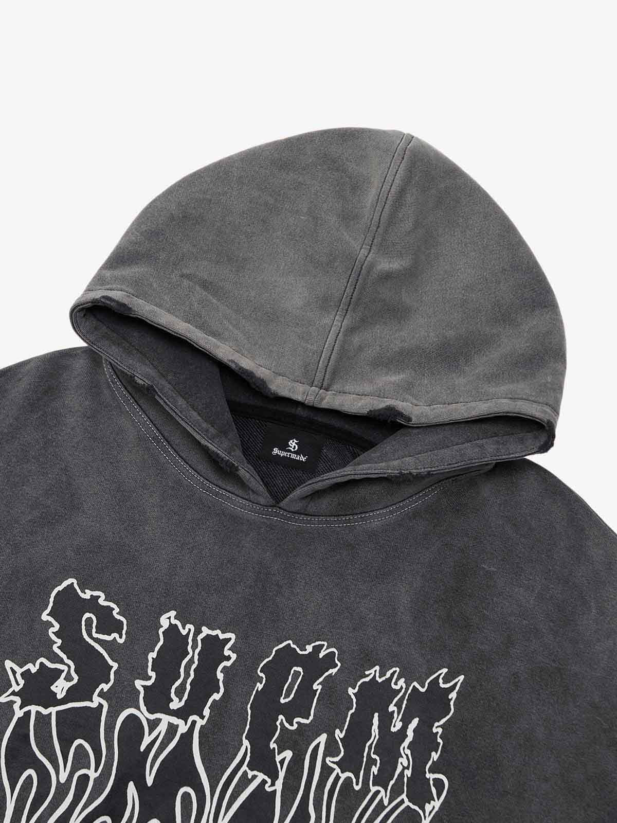 Original Distressed SPMD Graphic Cotton Hoodie 