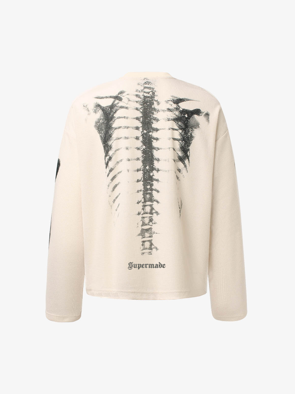Sudadera con estampado de esqueleto y tejido gofrado - 2495