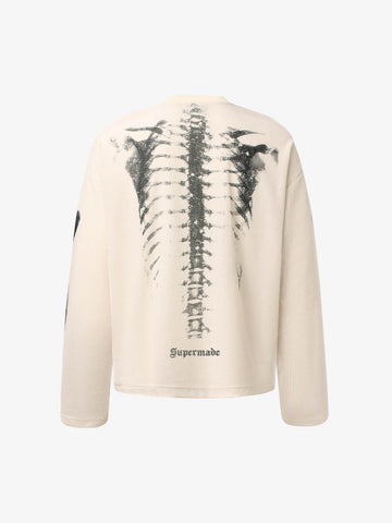 Skeleton Graphic Waffle Sweatshirt - 2495