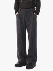 Retro Wool Blend Pleated Baggy Trousers 