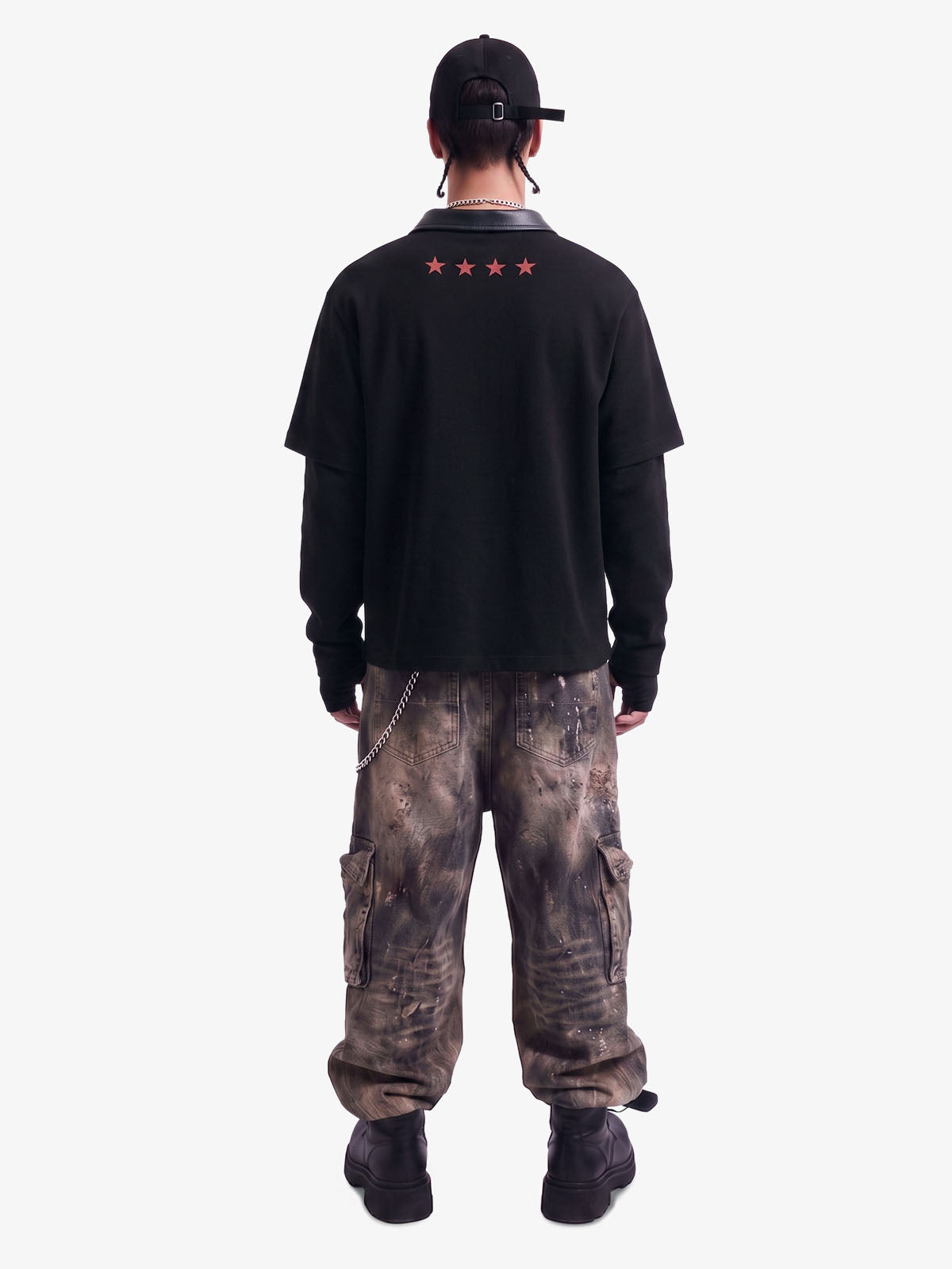 Motorcycle Style Lapel Polo Long Sleeve T-Shirt 