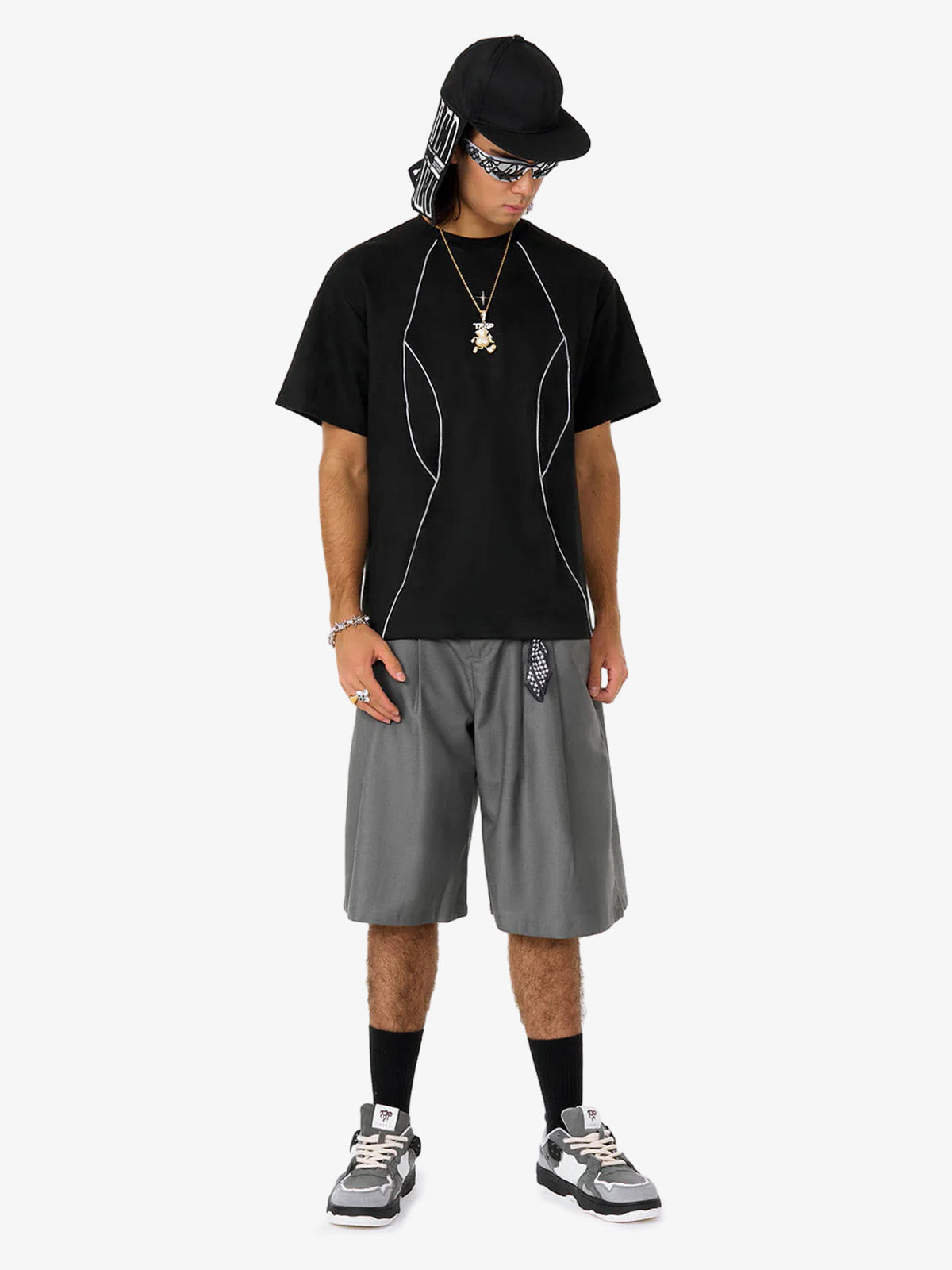 Functional Deconstructed Split Short-Sleeved T-Shirt - 2437 