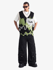 Thesupermade Graffiti Love V-neck Irregular Sweater - 1695 