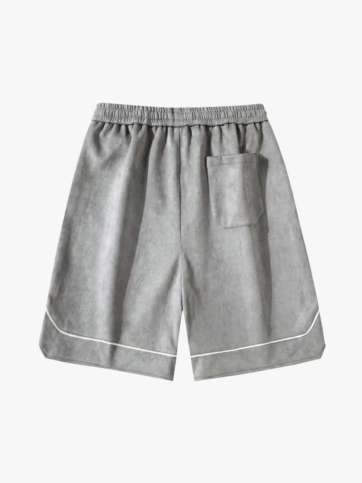 Retro Letter-Stamped Suede Drawstring Shorts
